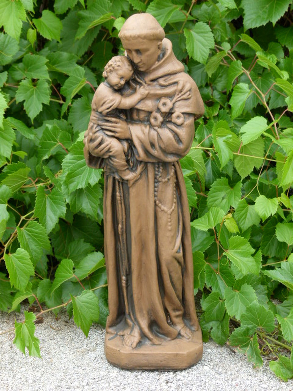 St Anthony Outdoor Patio Statue - 25” - Saddle Stone Finish